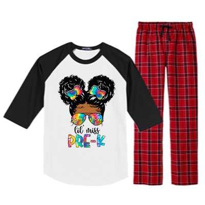 Lil' Miss PreK Messy Bun Tie Dye African American Raglan Sleeve Pajama Set