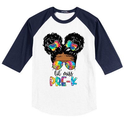 Lil' Miss PreK Messy Bun Tie Dye African American Baseball Sleeve Shirt