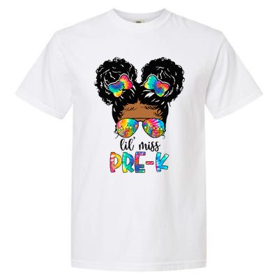 Lil' Miss PreK Messy Bun Tie Dye African American Garment-Dyed Heavyweight T-Shirt