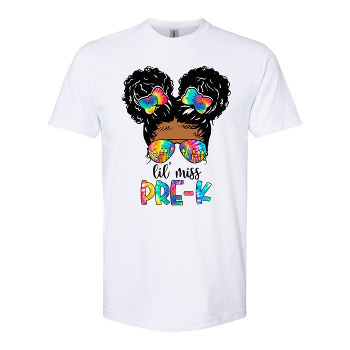 Lil' Miss PreK Messy Bun Tie Dye African American Softstyle CVC T-Shirt