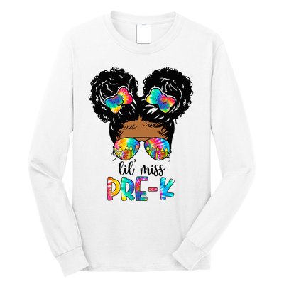 Lil' Miss PreK Messy Bun Tie Dye African American Long Sleeve Shirt