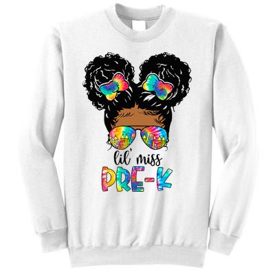 Lil' Miss PreK Messy Bun Tie Dye African American Sweatshirt