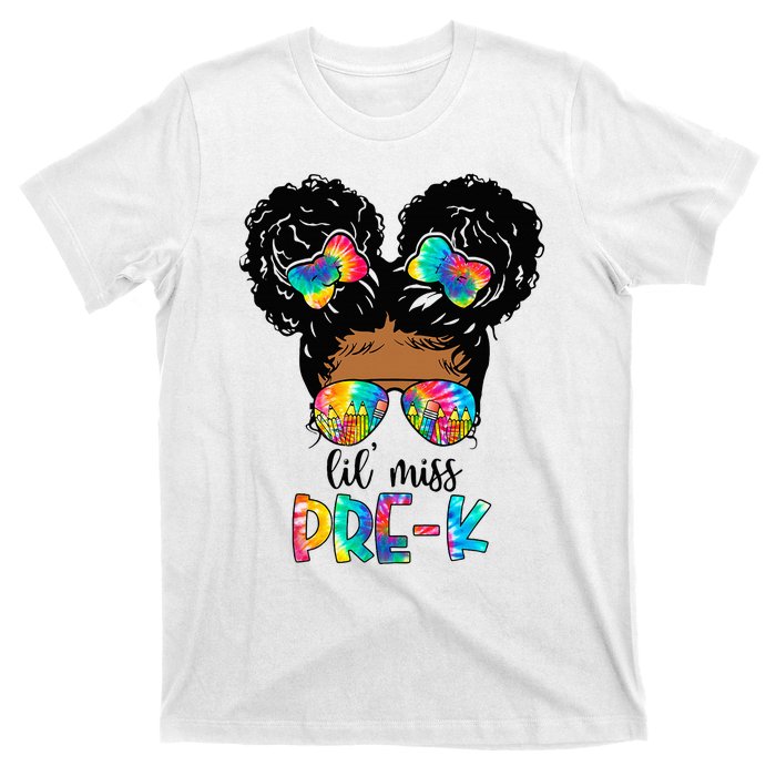 Lil' Miss PreK Messy Bun Tie Dye African American T-Shirt