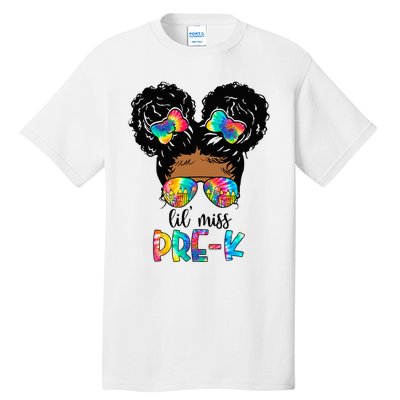 Lil' Miss PreK Messy Bun Tie Dye African American Tall T-Shirt