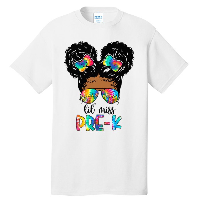 Lil' Miss PreK Messy Bun Tie Dye African American Tall T-Shirt