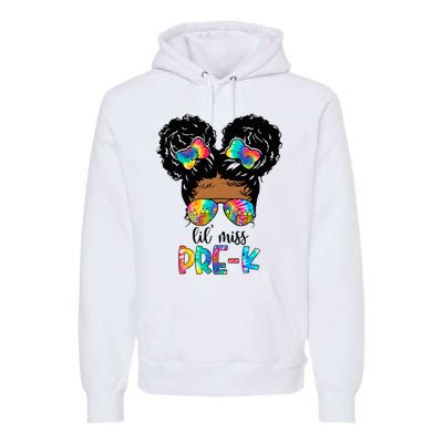 Lil' Miss PreK Messy Bun Tie Dye African American Premium Hoodie