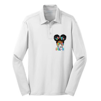 Lil' Miss PreK Messy Bun Tie Dye African American Silk Touch Performance Long Sleeve Polo