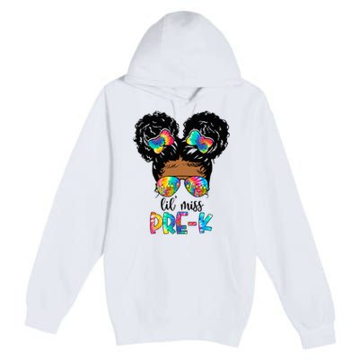 Lil' Miss PreK Messy Bun Tie Dye African American Premium Pullover Hoodie