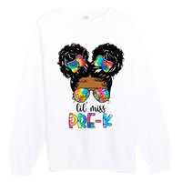 Lil' Miss PreK Messy Bun Tie Dye African American Premium Crewneck Sweatshirt