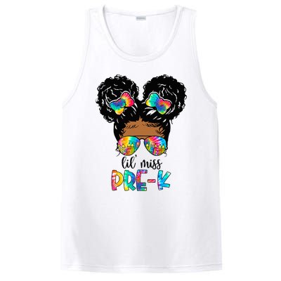 Lil' Miss PreK Messy Bun Tie Dye African American PosiCharge Competitor Tank