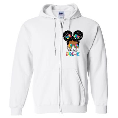 Lil' Miss PreK Messy Bun Tie Dye African American Full Zip Hoodie