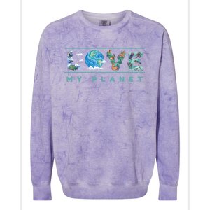 Love My Planet One Earth Environtal Green Energy Gift Colorblast Crewneck Sweatshirt