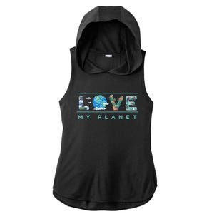 Love My Planet One Earth Environtal Green Energy Gift Ladies PosiCharge Tri-Blend Wicking Draft Hoodie Tank