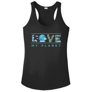 Love My Planet One Earth Environtal Green Energy Gift Ladies PosiCharge Competitor Racerback Tank