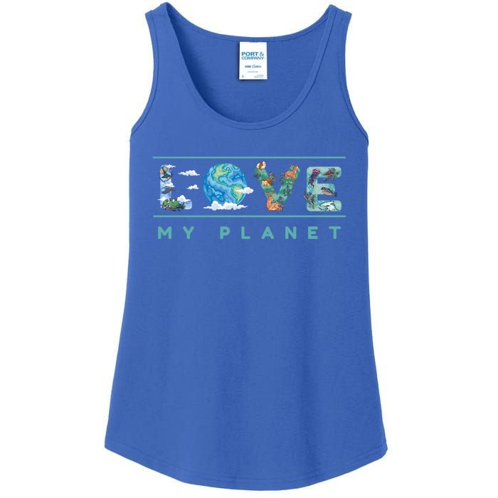 Love My Planet One Earth Environtal Green Energy Gift Ladies Essential Tank