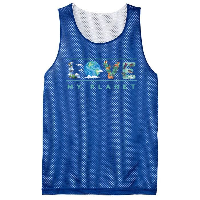 Love My Planet One Earth Environtal Green Energy Gift Mesh Reversible Basketball Jersey Tank