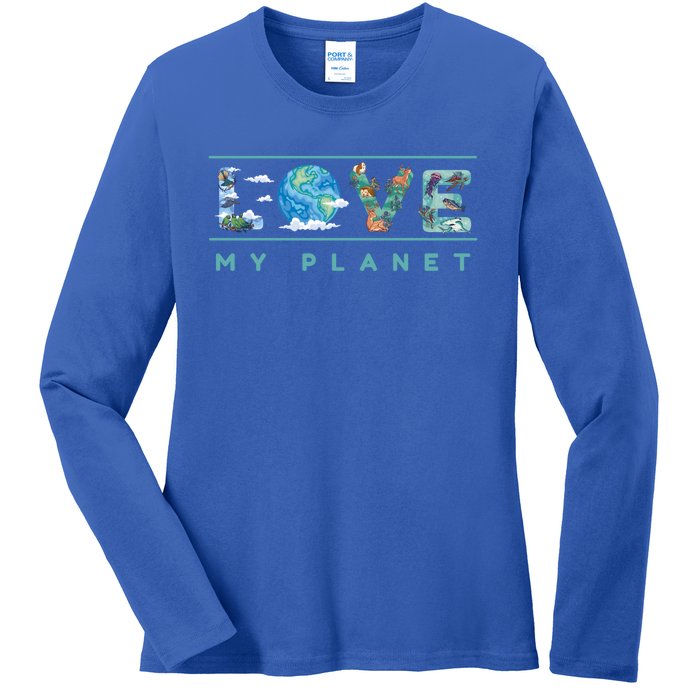 Love My Planet One Earth Environtal Green Energy Gift Ladies Long Sleeve Shirt