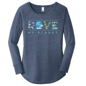 Love My Planet One Earth Environtal Green Energy Gift Women's Perfect Tri Tunic Long Sleeve Shirt