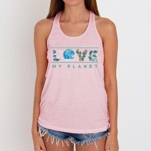 Love My Planet One Earth Environtal Green Energy Gift Women's Knotted Racerback Tank