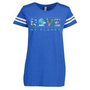 Love My Planet One Earth Environtal Green Energy Gift Enza Ladies Jersey Football T-Shirt