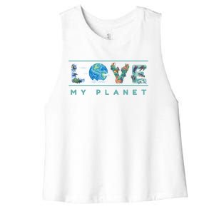 Love My Planet One Earth Environtal Green Energy Gift Women's Racerback Cropped Tank