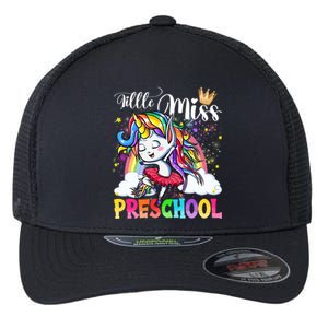 Little Miss Preschool Cute Unicorn First Day Of School Gift Flexfit Unipanel Trucker Cap