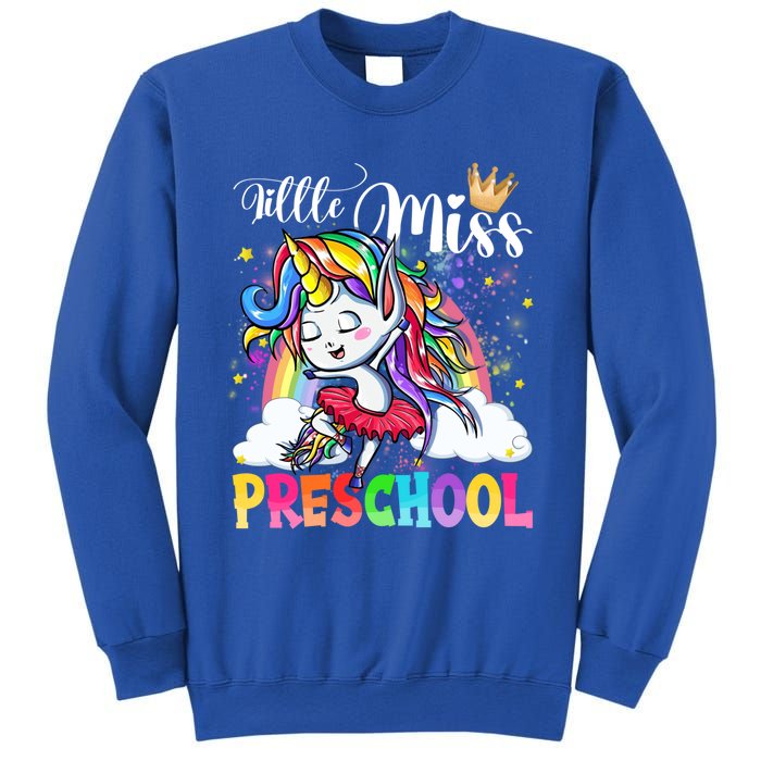 Little Miss Preschool Cute Unicorn First Day Of School Gift Sweatshirt