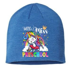 Little Miss Preschool Cute Unicorn First Day Of School Gift Sustainable Beanie