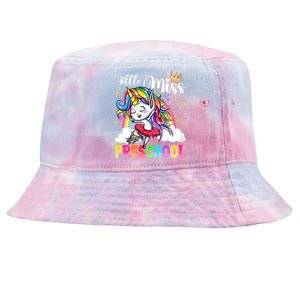 Little Miss Preschool Cute Unicorn First Day Of School Gift Tie-Dyed Bucket Hat