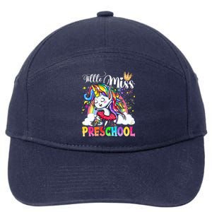 Little Miss Preschool Cute Unicorn First Day Of School Gift 7-Panel Snapback Hat