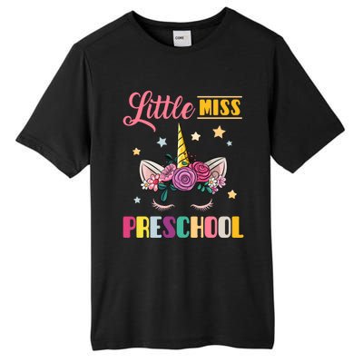 Little Miss Preschool First Day Back To School Unicorn Gift Tall Fusion ChromaSoft Performance T-Shirt