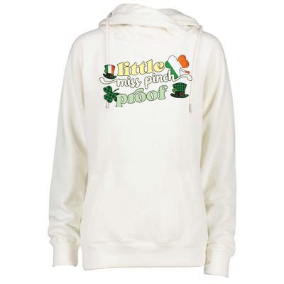 Little Miss Pinch Proof Plaid Ireland Flag Womens Funnel Neck Pullover Hood