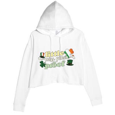 Little Miss Pinch Proof Plaid Ireland Flag Crop Fleece Hoodie