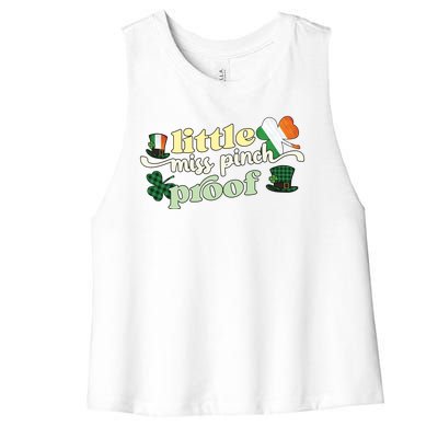 Little Miss Pinch Proof Plaid Ireland Flag Women's Racerback Cropped Tank