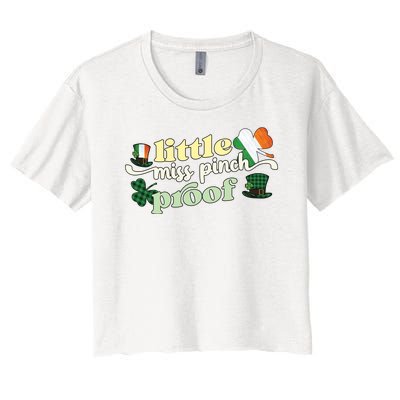 Little Miss Pinch Proof Plaid Ireland Flag Women's Crop Top Tee