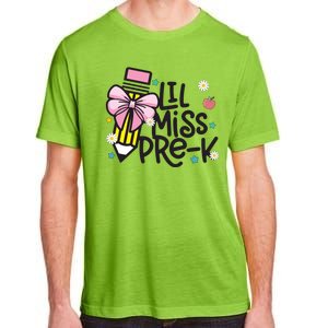 Little Miss Pre K Pencil Bow First Day Of School Adult ChromaSoft Performance T-Shirt