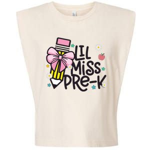 Little Miss Pre K Pencil Bow First Day Of School Garment-Dyed Women's Muscle Tee