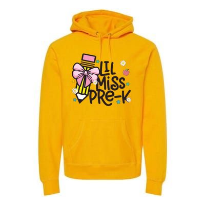 Little Miss Pre K Pencil Bow First Day Of School Premium Hoodie