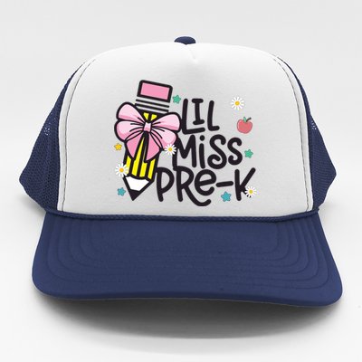 Little Miss Pre K Pencil Bow First Day Of School Trucker Hat