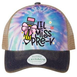 Little Miss Pre K Pencil Bow First Day Of School Legacy Tie Dye Trucker Hat