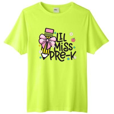 Little Miss Pre K Pencil Bow First Day Of School Tall Fusion ChromaSoft Performance T-Shirt