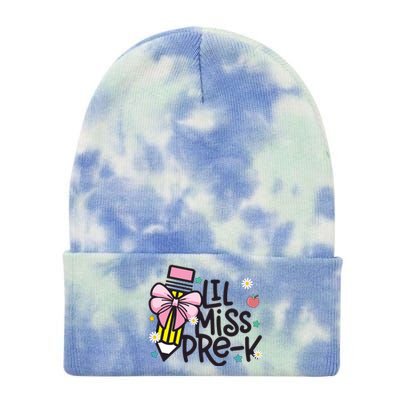 Little Miss Pre K Pencil Bow First Day Of School Tie Dye 12in Knit Beanie