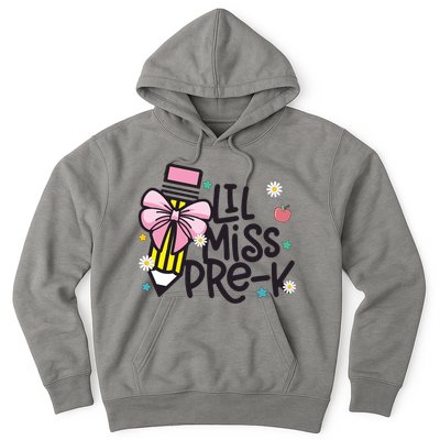 Little Miss Pre K Pencil Bow First Day Of School Hoodie