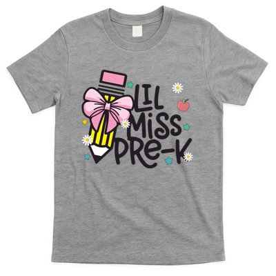 Little Miss Pre K Pencil Bow First Day Of School T-Shirt