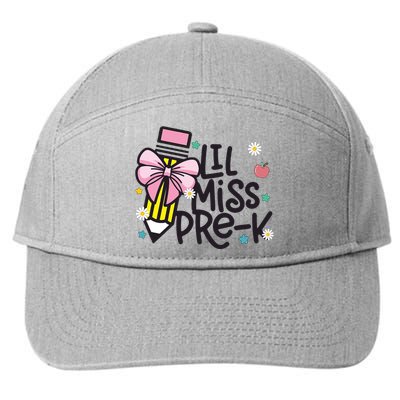 Little Miss Pre K Pencil Bow First Day Of School 7-Panel Snapback Hat