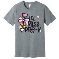 Little Miss Pre K Pencil Bow First Day Of School Premium T-Shirt