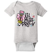 Little Miss Pre K Pencil Bow First Day Of School Baby Bodysuit