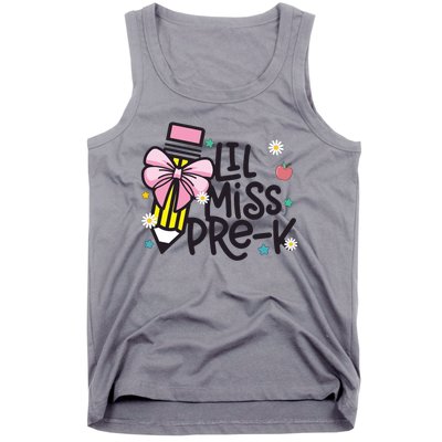 Little Miss Pre K Pencil Bow First Day Of School Tank Top