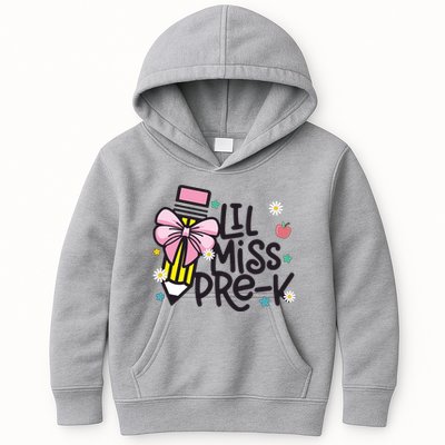 Little Miss Pre K Pencil Bow First Day Of School Kids Hoodie