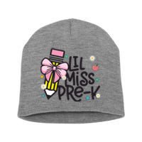 Little Miss Pre K Pencil Bow First Day Of School Short Acrylic Beanie